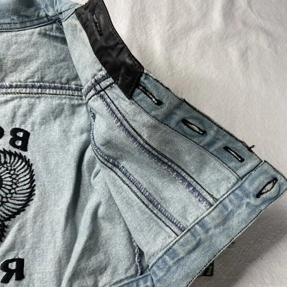 Born to Ride Denim toddler 3T jacket Biker blue jean jacket Go Baby Tag